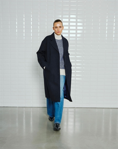 Withblack - Vista WBL Wool Frakke - Navy Pinstripe